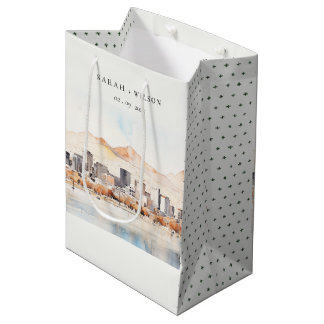 Salt Lake City, Utah Watercolor Landscape Wedding Mittlere Geschenktüte