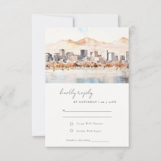 Salt Lake City Utah Watercolor Landscape Wedding RSVP Karte