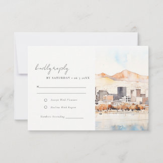 Salt Lake City Utah Watercolor Landscape Wedding RSVP Karte