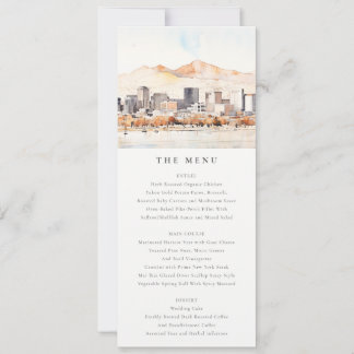 Salt Lake City, Utah Watercolor Scape Wedding Menu Einladung