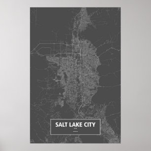 Salt Lake City, Utah (weiß auf schwarz) Poster