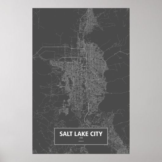 Salt Lake City, Utah (weiß auf schwarz) Poster (Vorne)