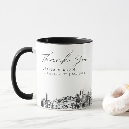 Salt Lake City Wedding Simple Custom Coffee Tasse (Mit Donut)
