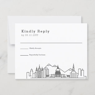 Salt Lake City Wedding Stilisierte Skyline-UAWG RSVP Karte