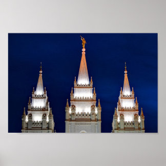 Salt Lake LDS Mormon Tempel bei Nacht Poster