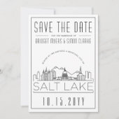 Salt Lake Wedding | Stilisierte Skyline Save the D Einladung (Vorderseite)