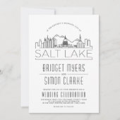 Salt Lake Wedding | Stilvolle Skyline-Einladung Einladung (Vorderseite)