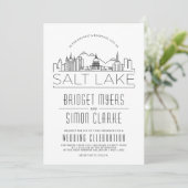 Salt Lake Wedding | Stilvolle Skyline-Einladung Einladung (Stehend Vorderseite)