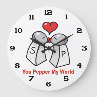 Salt n Pepper Shaker Valentines Große Wanduhr