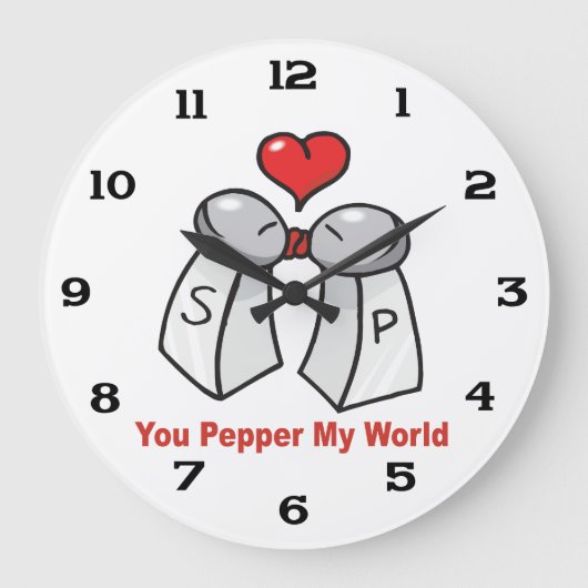 Salt n Pepper Shaker Valentines Große Wanduhr (Vorderseite)