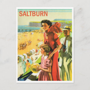 Saltburn, Familie am Strand. Vintage-Reise Postkarte
