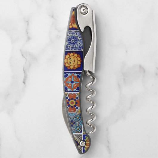 Saltillo Tile Image Knife in Schwarzen Weihnachten Kellnermesser (Rückseite)