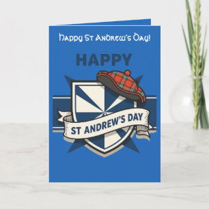 Saltire-Schild, Festive Banner und Plaid-Tam Karte