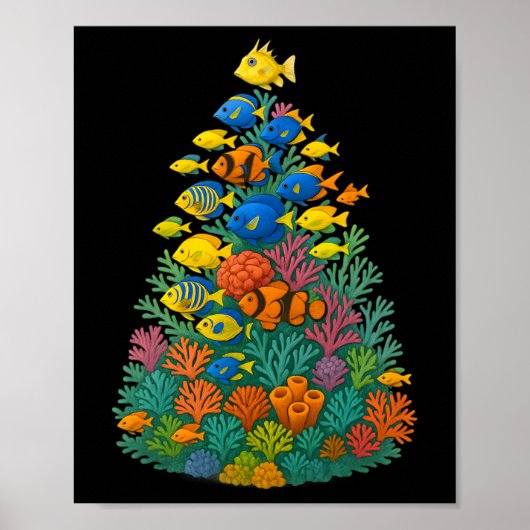 Saltwater Aquarium Weihnachtsbaum Poster (Vorne)