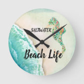 Saltwater Beach Life Seepferd Runde Wanduhr (Vorderseite)