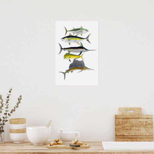 Saltwater Gamefish Art Poster (Küche)