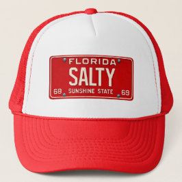 Salty 1969 | Rotes Retro-Kennzeichen Florida Surf Truckerkappe