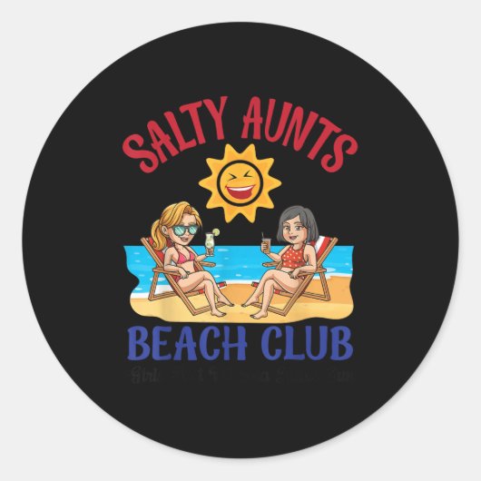 Salty Aunts Beach Club Summer Vacation Vibes 2025 Runder Aufkleber (Vorderseite)