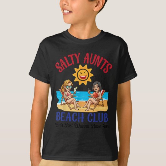 Salty Aunts Beach Club Summer Vacation Vibes 2025 T-Shirt (Vorderseite)