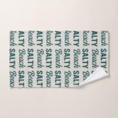 Salty Beach Coastal Teal Graphic Print Ocean Decor Badhandtuch Set (Handtuch)