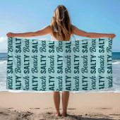 Salty Beach - Coastal Teal Sea Glass Graphic Print Strandtuch