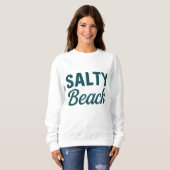 Salty Beach Life Coastal Teal Ocean Graphic Print Sweatshirt (Vorne ganz)