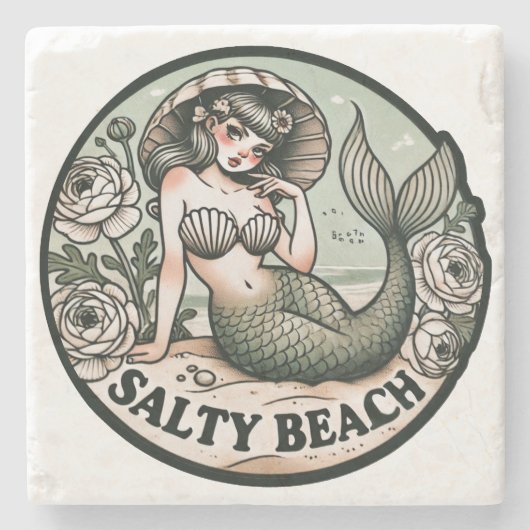 Salty Beach Mermaid Spaß Funny Mermaids Steinuntersetzer (Vorderseite)