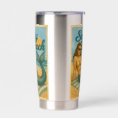 Salty Beach Pin-Up Mermaid -Retro Coastal Life Art Thermobecher (Links)