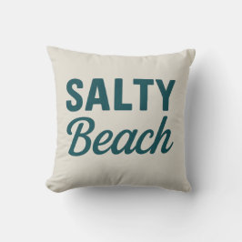 Salty Beach Reversible Teal Coastal Decor Graphic Kissen