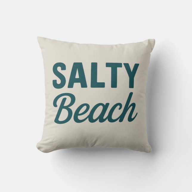 Salty Beach Reversible Teal Coastal Decor Graphic Kissen (Vorderseite)