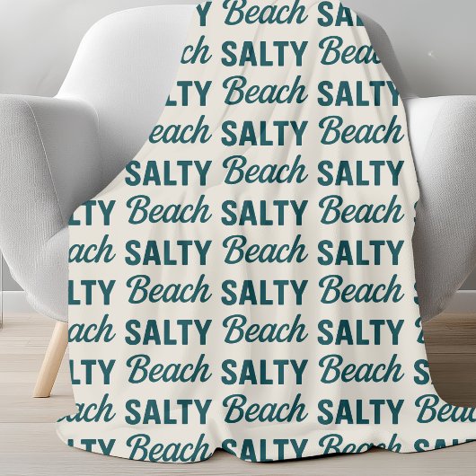 Salty Beach Sand & Teal Blue Graphic Coastal Decor Fleecedecke
