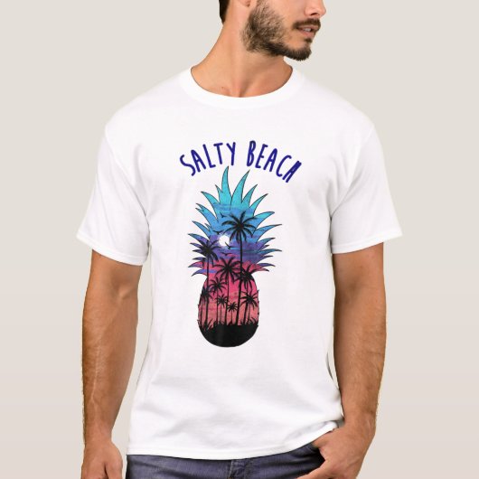 Salty Beach Summer Vibes Funny Sarcastic Ananas T-Shirt (Vorderseite)