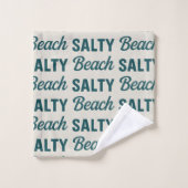 Salty Beach Teal Sand Coastal Beach Decor Graphic Badhandtuch Set (Waschlappen)