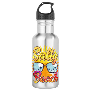 Salty Beach   Tropische Sonne und Palmen Edelstahlflasche