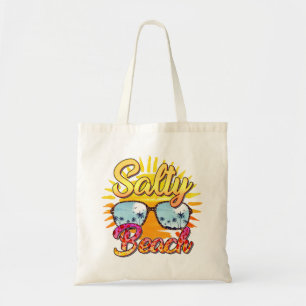 Salty Beach Tropische Sonne und Palmen Tragetasche