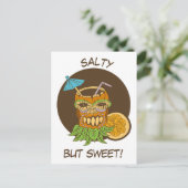 Salty but Sweet, Tiki Cocktail mit Zitat, lustig Postkarte (Stehend Vorderseite)