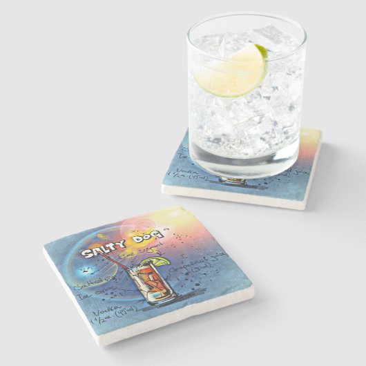 Salty Dog Cocktail (#6 von 12 Drink Recipe Set) Steinuntersetzer (Seitenansicht)