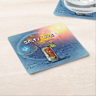 Salty Dog Cocktail (Nr. 6 von 12 Drink Recipe Set) Rechteckiger Pappuntersetzer