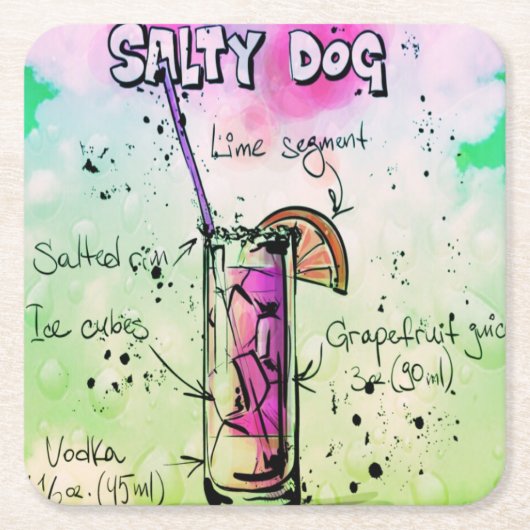 Salty Dog Drink Rezept Rechteckiger Pappuntersetzer (Vorderseite)
