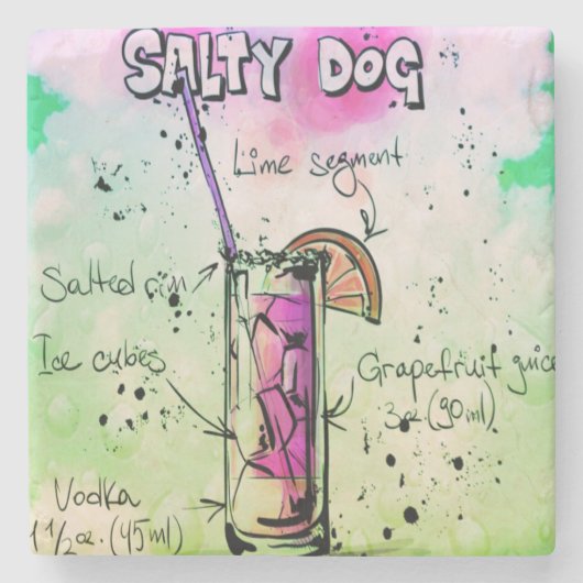 Salty Dog Drink Rezept Steinuntersetzer (Vorderseite)