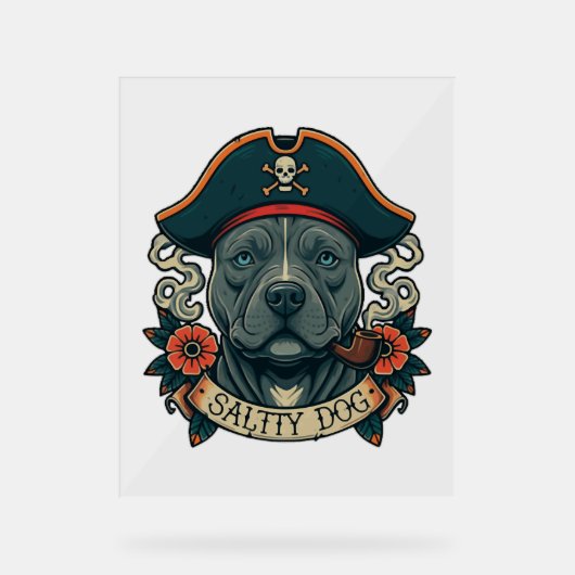 Salty Dog Pitbull Acrylschild (Vorderseite)