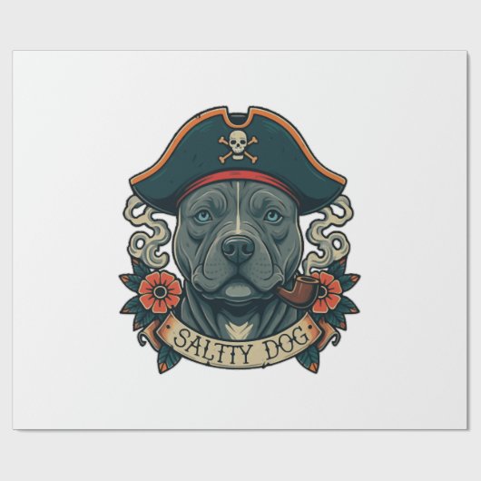 Salty Dog Pitbull Geschenkpapier (Flach)