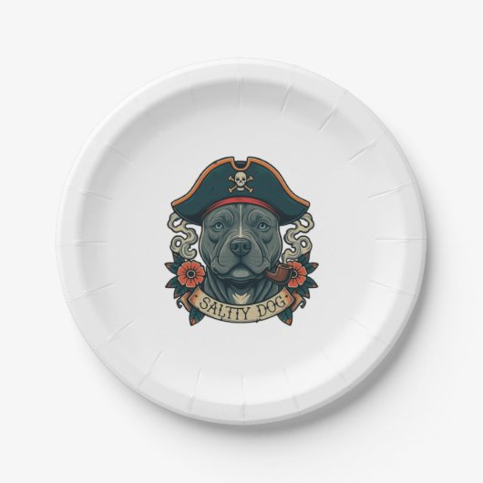 Salty Dog Pitbull Pappteller (Vorderseite)