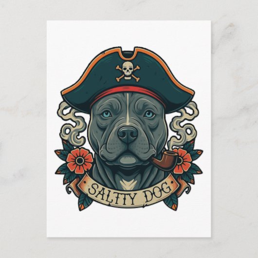 Salty Dog Pitbull Postkarte (Vorderseite)