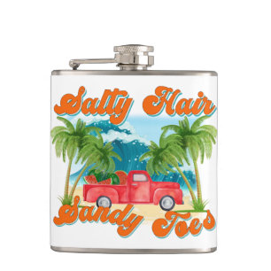 Salty Hair, Sandy Toes   Tropischer Lkw & Strand Flachmann