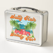 Salty Hair, Sandy Toes | Tropischer Lkw & Strand Metall Brotdose (Vorderseite)