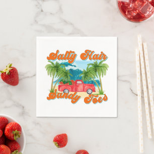 Salty Hair, Sandy Toes Tropischer Lkw & Strand Serviette