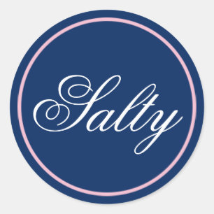 "Salty"-Hochzeitsaufkleber - Rosa/Marine Runder Aufkleber