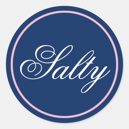 "Salty"-Hochzeitsaufkleber - Rosa/Marine Runder Aufkleber (Vorderseite)