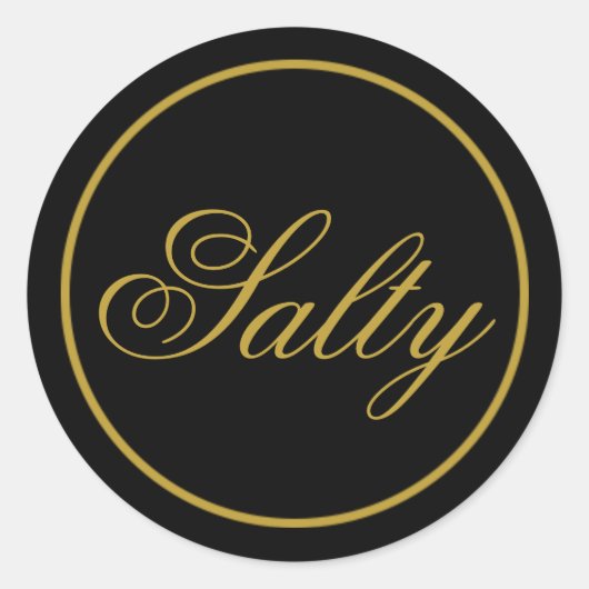 "Salty"-Hochzeitsticker - Schwarzes Gold Runder Aufkleber (Vorderseite)